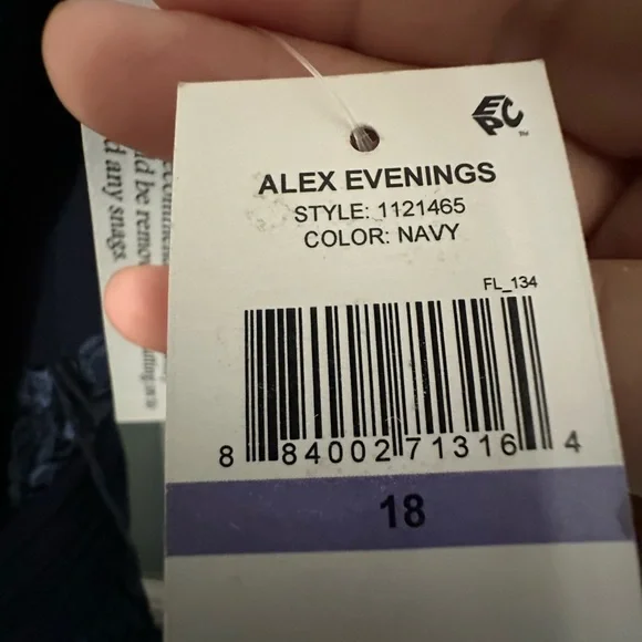 Alex Evenings Midnight Blue Long Sleeve Dress - Picture 5 of 5